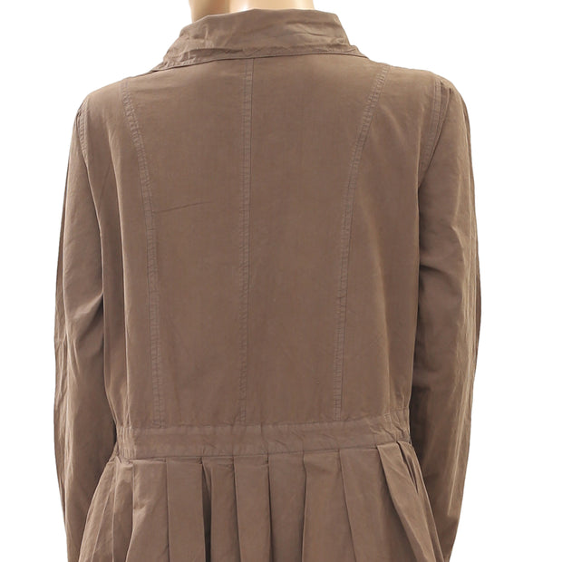 Ewa I Walla Peasant Lagenlook Vintage Buttondown Coat Jacket Dress M