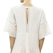 FRYE x Anthropologie Pintuck Ivory Lace Midi Dress