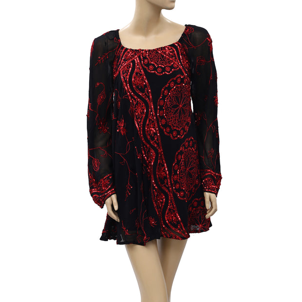 $350 Free People My Beloved Georgette Mini Dress