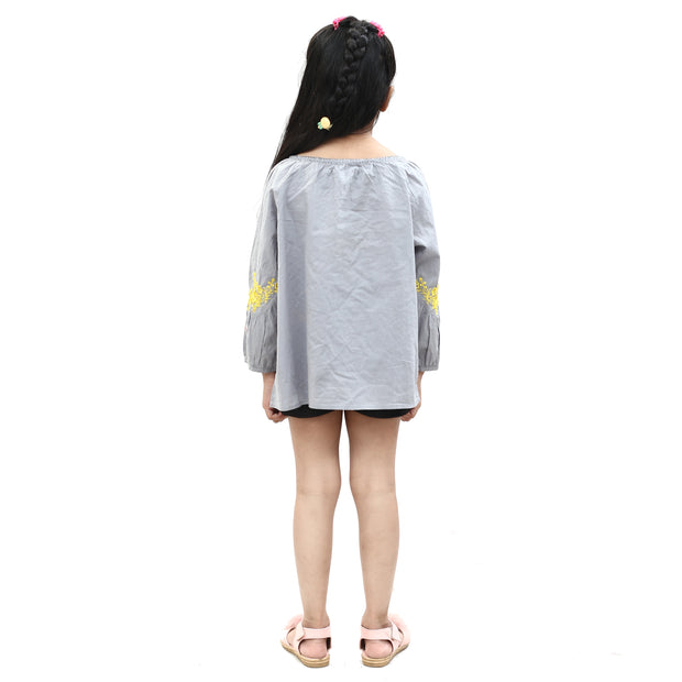 White Chocolate Kids Girls Floral Embroidered Top 10-12 Years