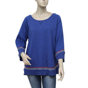 Lucky Lotus Embroidered Sweater Tunic Top L