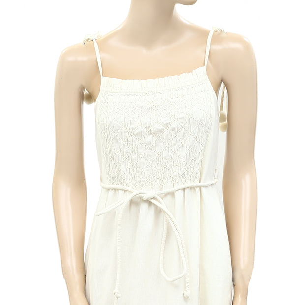 Sea New York Willa Smocked Pleated Cotton-Poplin Midi Dress XS