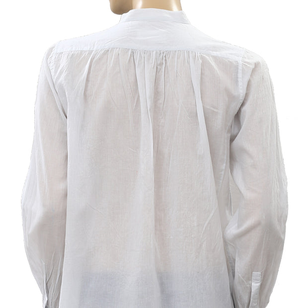 Nili Lotan Solid Pintuck Shirt Tunic Top