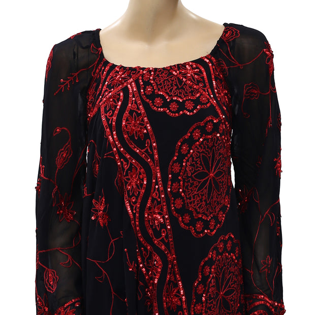 $350 Free People My Beloved Georgette Mini Dress