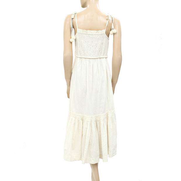 Sea New York Willa Smocked Pleated Cotton-Poplin Midi Dress XS