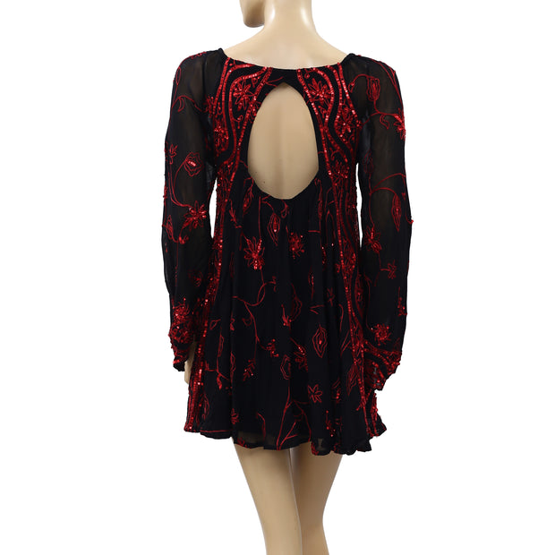 $350 Free People My Beloved Georgette Mini Dress