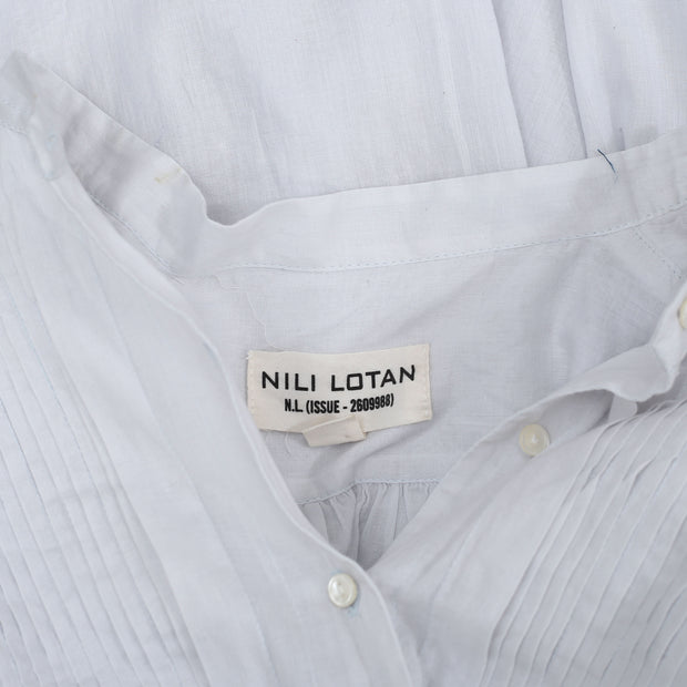 Nili Lotan Solid Pintuck Shirt Tunic Top