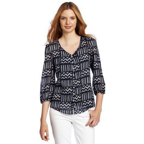 John Robshaw Lucky Brand 系扣印花衬衫上衣 S