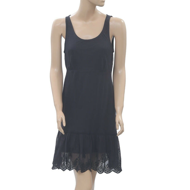 Laura Scott Floral Mesh Embroidered Mini Dress S