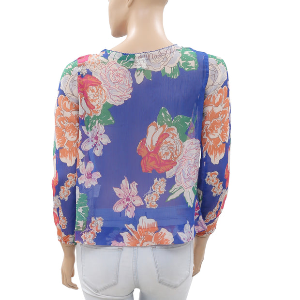 S Oliver Floral Printed Blouse Sheer Top S