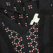 Staring at Stars Embroidered Black Babydoll Mini Dress S