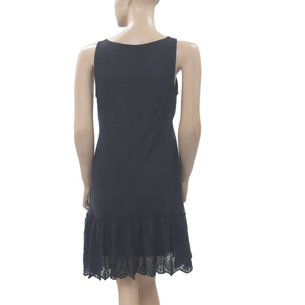 Laura Scott Floral Mesh Embroidered Mini Dress S