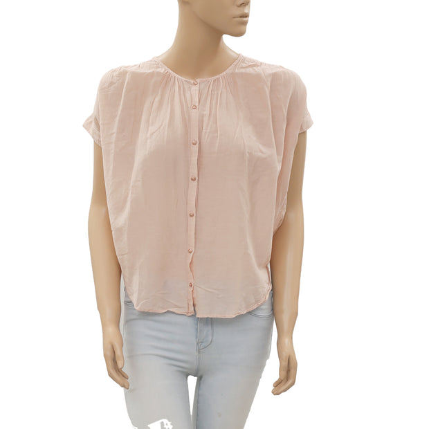 Des Petits Hauts Sirocco Palmier 桃色衬衫衬衫上衣 S