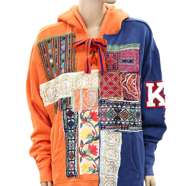 Kimchi Blue Urban Outfitters Campbell Patchwork Hoodie Sweatshirt Top