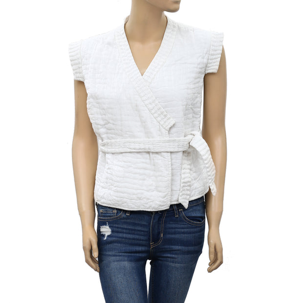 IRO White Thread Embroidered White Coverup Blouse Top S