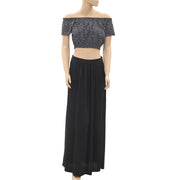 Kimchi Blue Urban Outfitters Print Off Shoulder Crop Top Maxi Skirt Set S