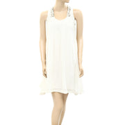 Alysi Embellished Pintuck Ivory Mini Dress XS