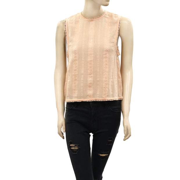 Free People 刺绣蕾丝背心衬衫上衣 S