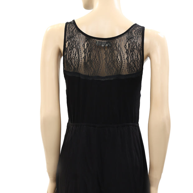 Element Floral Lace Black Tunic Mini Dress XS