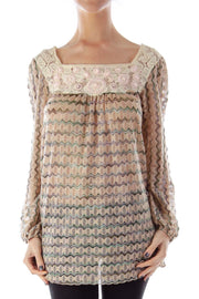 Free People FP New Romantics Beaded Crochet Tunic Top S
