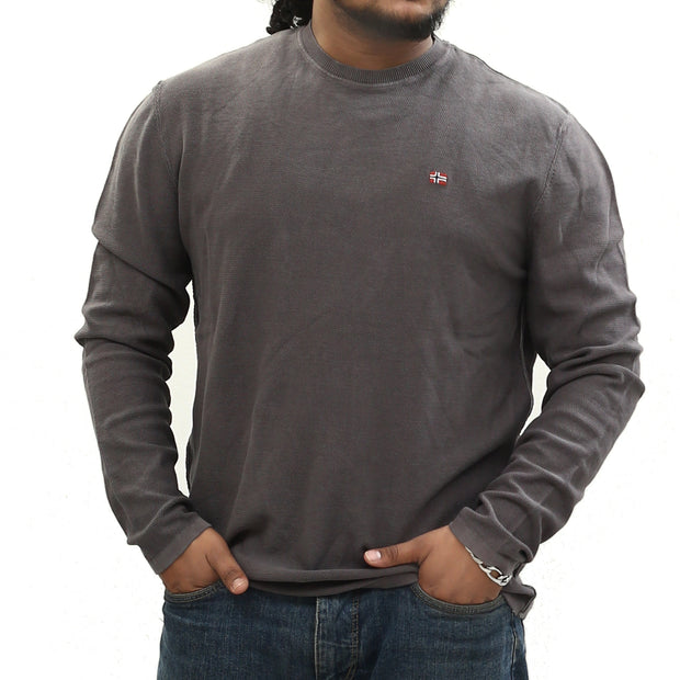 Napapijri Solid Men's Sweatshirt Long Sleeve Cotton Pullover M
