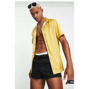 ASOS DESIGN Men's Revere Satin Buttondown Shirt M