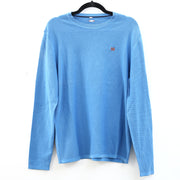 Napapijri Solid Men's Sweatshirt Long Sleeve Blue Cotton Pullover L