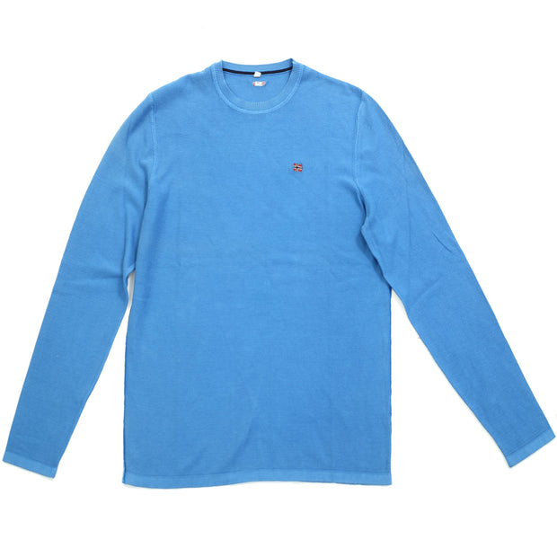 Napapijri Solid Men's Sweatshirt Long Sleeve Blue Cotton Pullover L