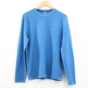 Napapijri Solid Men's Sweatshirt Long Sleeve Blue Cotton Pullover L