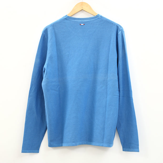 Napapijri Solid Men's Sweatshirt Long Sleeve Blue Cotton Pullover L