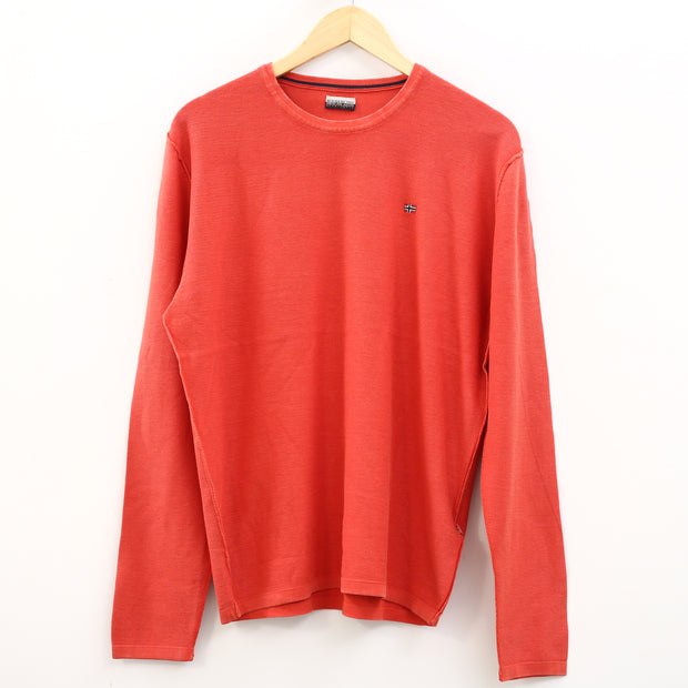 Napapijri Solid Long Sleeve Orange Men's Sweatshirt L
