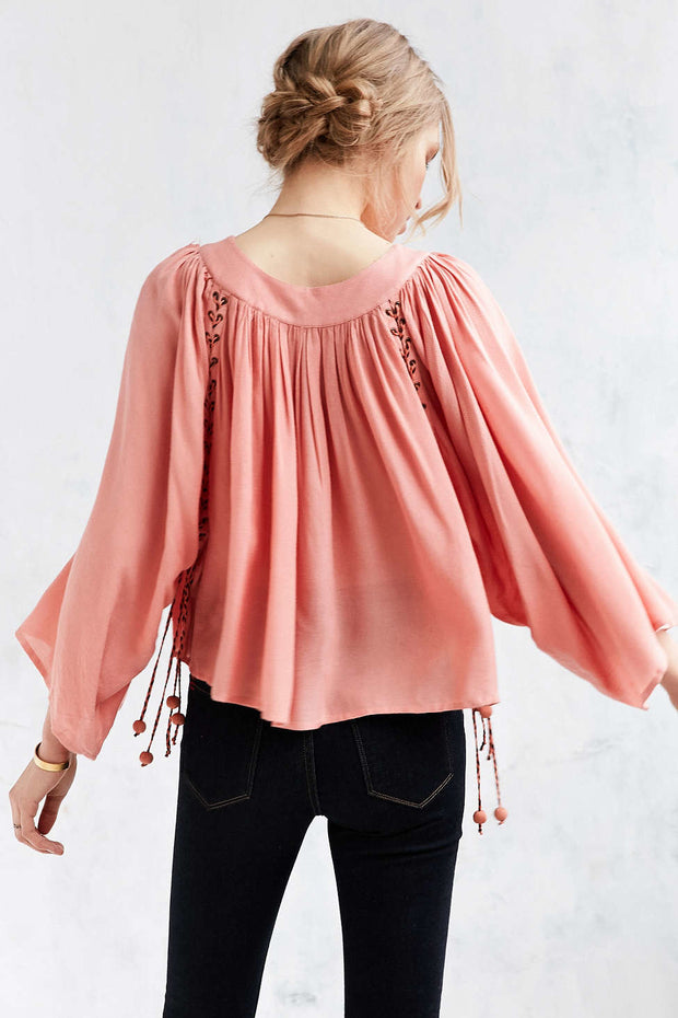 Kimchi Blue Urban Outfitters Mayla 桃色短款衬衫上衣 M