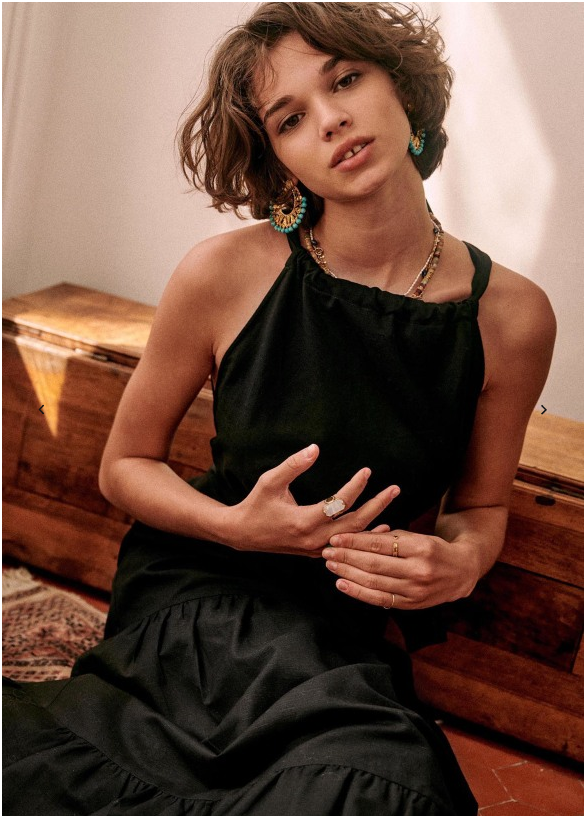 Sezane Nastasia Black Maxi Long Dress