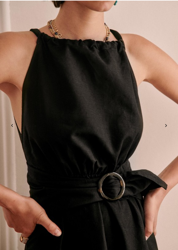 Sezane Nastasia Black Maxi Long Dress