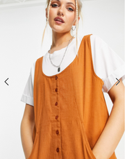 ASOS DESIGN Button Front Linen Minimal Jumpsuit Dress