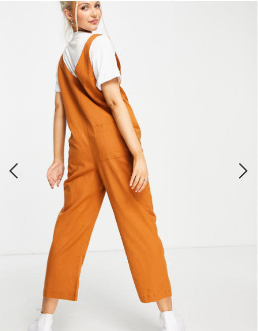 ASOS DESIGN Button Front Linen Minimal Jumpsuit Dress