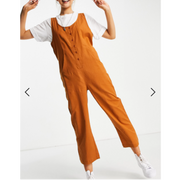 ASOS DESIGN Button Front Linen Minimal Jumpsuit Dress