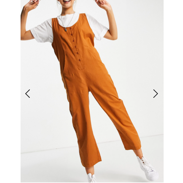ASOS DESIGN Button Front Linen Minimal Jumpsuit Dress