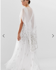 ASOS EDITION Embellished Cape Wedding Gown Maxi Dress S