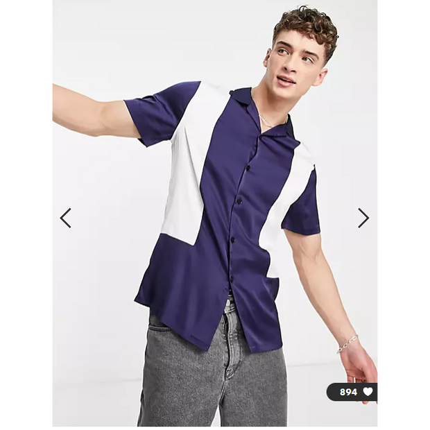 ASOS DESIGN Men's Satin Contrast Panels Shirt