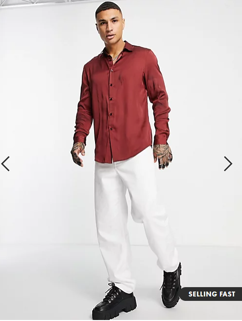 ASOS DESIGN Men's Regular Camp Satin Shirt