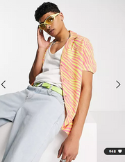 ASOS DESIGN Men's Regular Zebra Print Shirt S