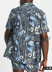 ASOS DESIGN Men's Revere Inspired Print Shirt XL