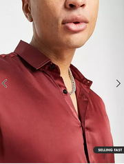ASOS DESIGN Men's Regular Camp Satin Shirt