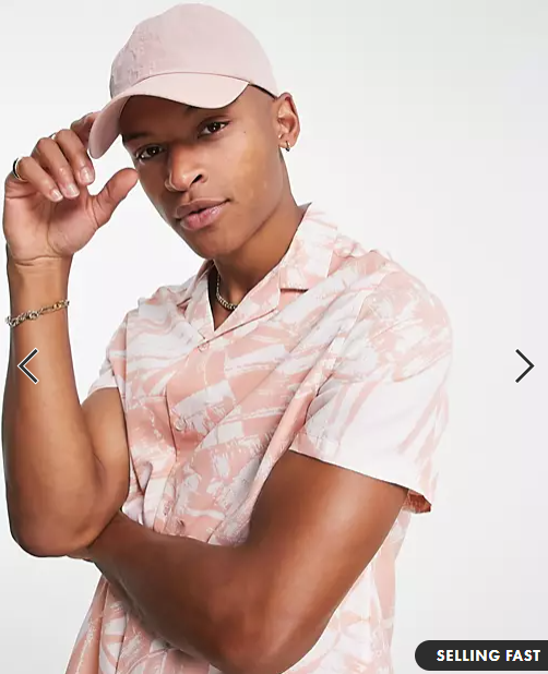 ASOS DESIGN Men's Revere Abstract Brush Print Shirt L