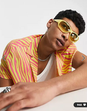 ASOS DESIGN Men's Regular Zebra Print Shirt S