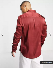 ASOS DESIGN Men's Regular Camp Satin Shirt
