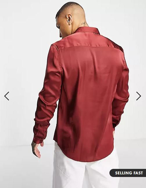 ASOS DESIGN Men's Regular Camp Satin Shirt