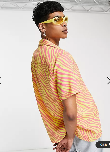 ASOS DESIGN Men's Regular Zebra Print Shirt S