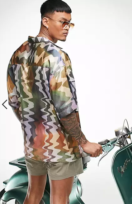 ASOS DESIGN Men's Boxy Oversized Satin Shirt